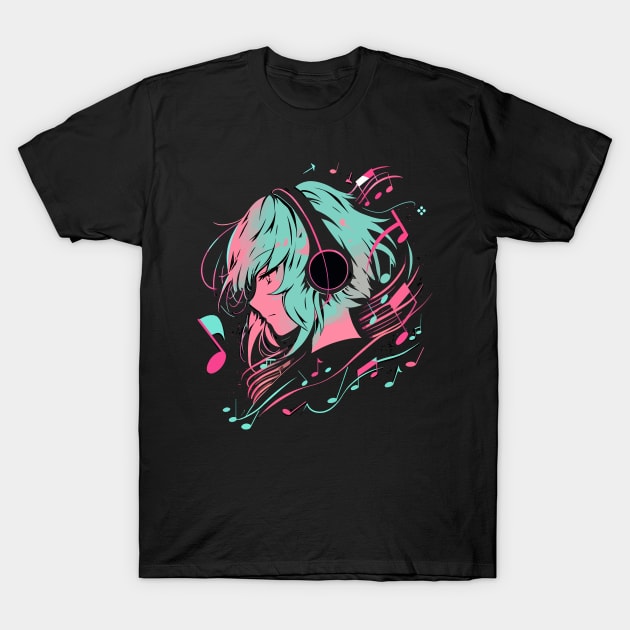 dj girl - anime style T-Shirt by Dragadin